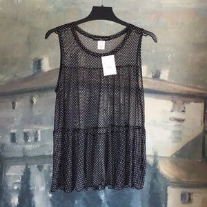 Kim And Cami Sheer Polka Dot Tank Top Size Small